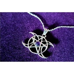 Triple Moon Goddess Amethyst
Necklace Goddess Gothic Moon
Pentagram Necklace